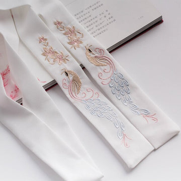 Qfdian  valentines day gifts for her China Ancient Style Flower Hanfu Embroidery Hair Band Fairy Hair Ribbon Chinese Wedding Party Headbands Bride Hair Accessories